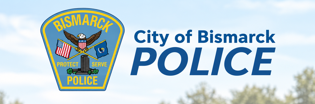 City of Bismarck Police Department banner featuring the Bismarck Police patch and department name, used in an article about Bismarck, North Dakota law enforcement.